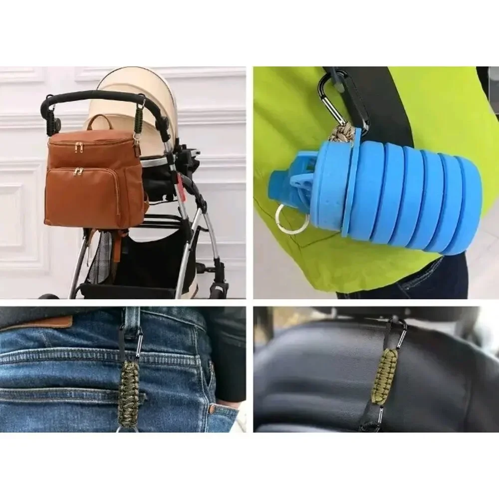 2Pcs Paracord Lanyard Keychain Keyring Cord w/Carabiner Outdoor for Travel
